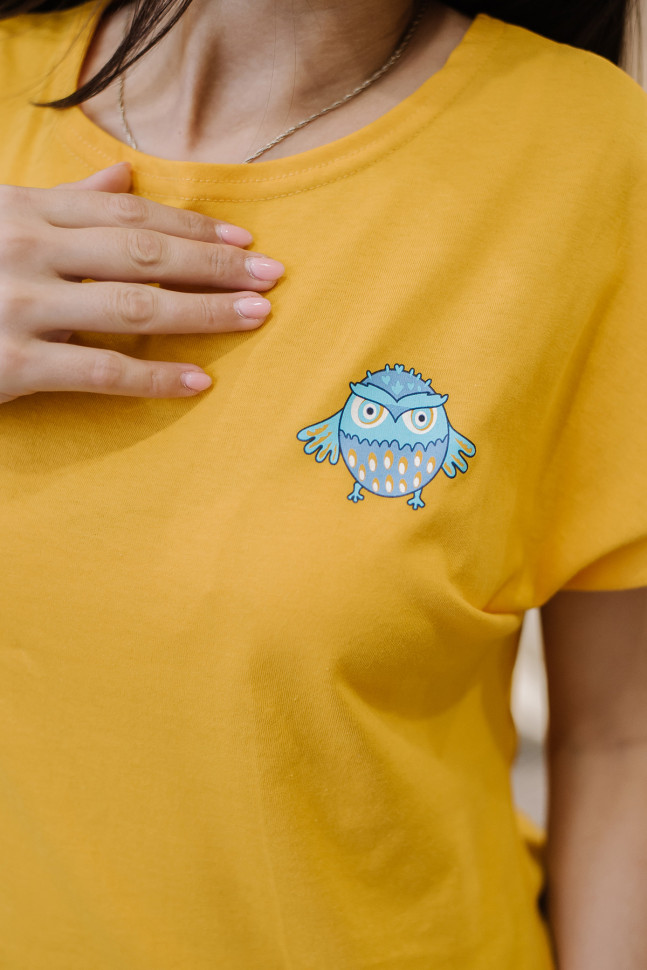 Женская пижама ЖП 022 (желтый+принт совята)