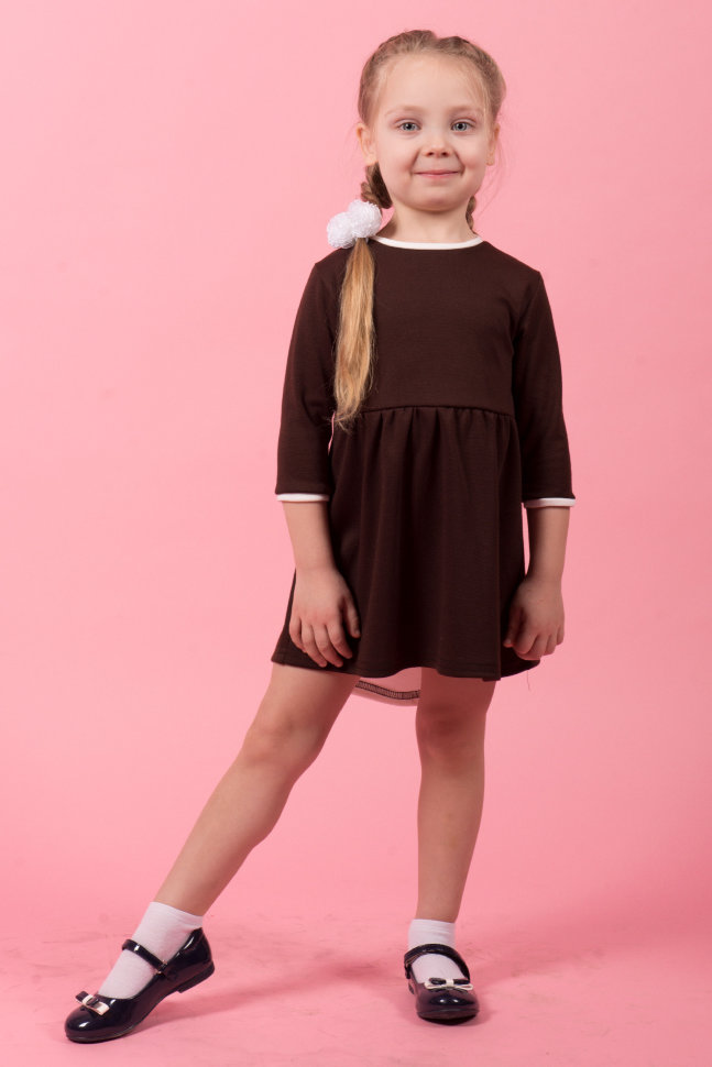 Детское платье "Бантик" ДП 520 Family look (коричневый+экрю)